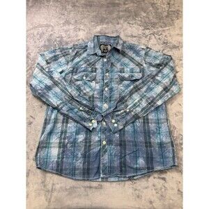 Eighty Eight Mens Small Tie Dye Blue Button Down Shirt Cloud Strip Haze Pockets